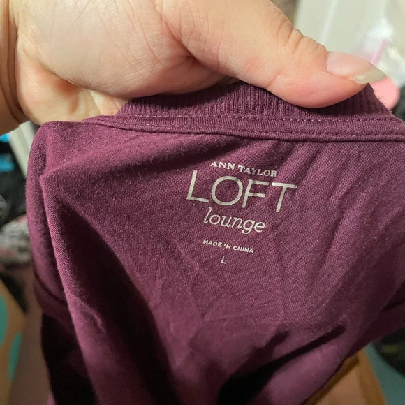 LOFT BURGUNDY SILK FRONT TANK TOP - Picture 3 of 4